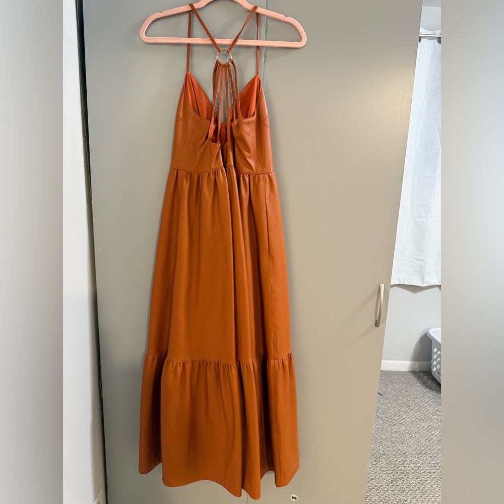 Anthropologie leather  Rust Orange Maxi Dress